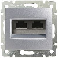 Розетка компьютерная без рамки Legrand Valena 2-м. RJ45+RJ45 5e алюминий картинка